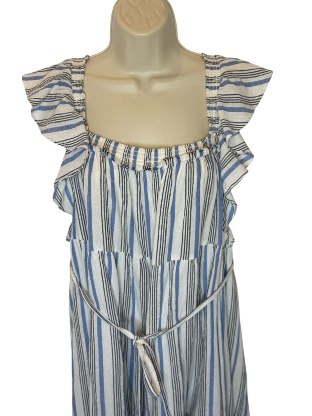 Apiece Apart Ossetia Tiers Dress in Seaside Stripe Cotton Gauze - Size 6 - Picture 3 of 8